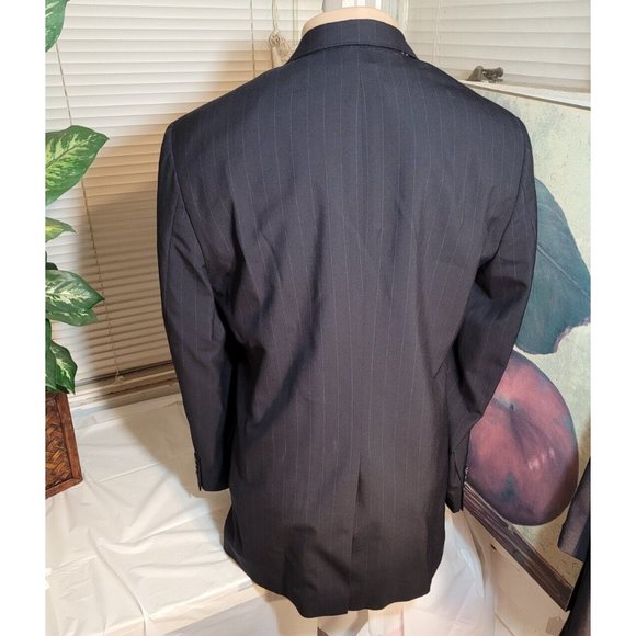 JOS A. BANK MEN'S 41L SPORT COAT BLACK WITH STRIPES TWO-BUTTON 100% WOOL B521 - Picture 2 of 9